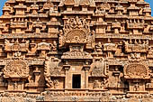 The great Chola temples of Tamil Nadu - The Brihadishwara Temple of Thanjavur. Decoration on temple walls. 